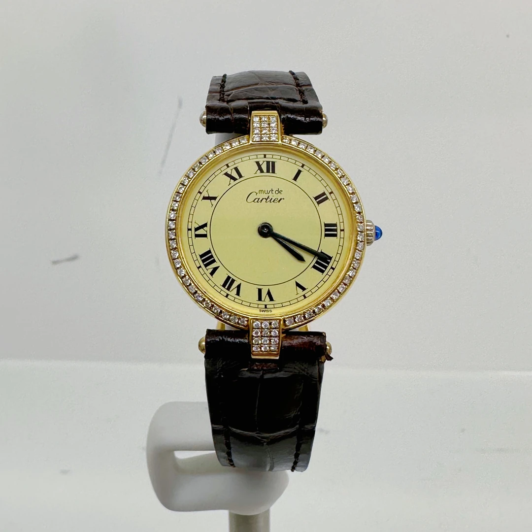 95新 Cartier/卡地亚 小旋风24盘后钻石英女表