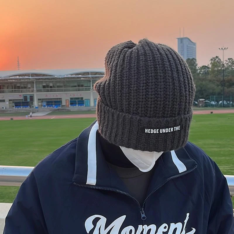 加大宽松毛线帽秋冬韩版ins男款针织老年人毛绒帽子八角帽冬款