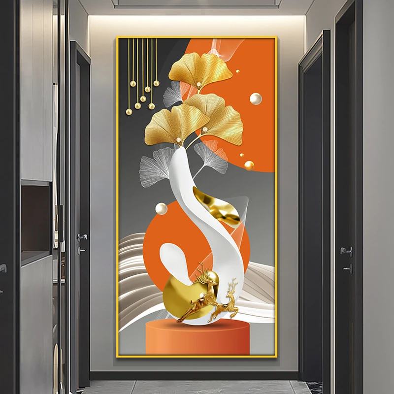 入户玄关贴画自粘壁画带胶现代简约客厅卧室墙面背景竖版楼梯墙贴