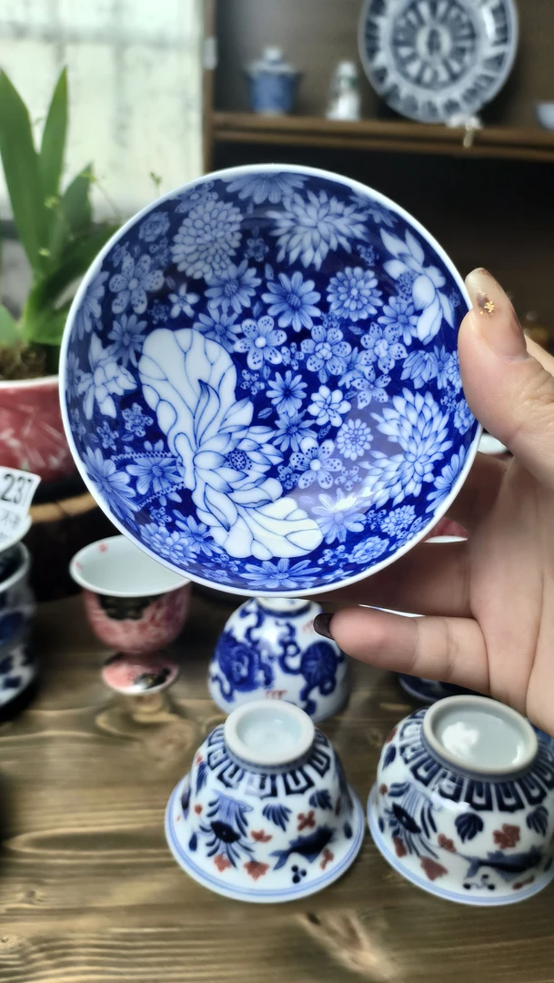 景德镇手工手绘青花万花普洱杯（超7天无理由售后不退换）