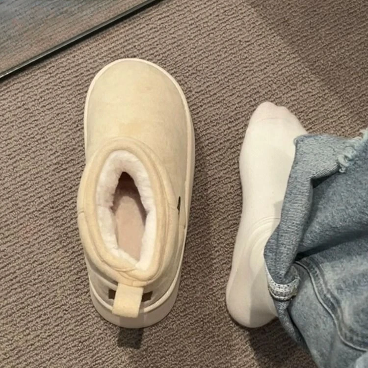 美拉德软底百搭时尚雪地靴冬季加绒加厚一脚蹬保暖外穿棉鞋女