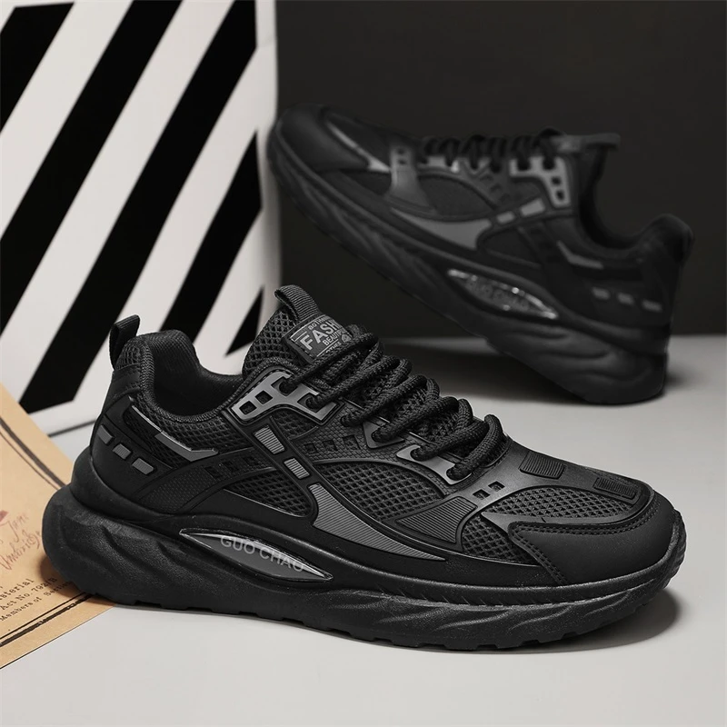 秋季新款网面街头时尚休闲男鞋卡其黑色40时尚休闲鞋