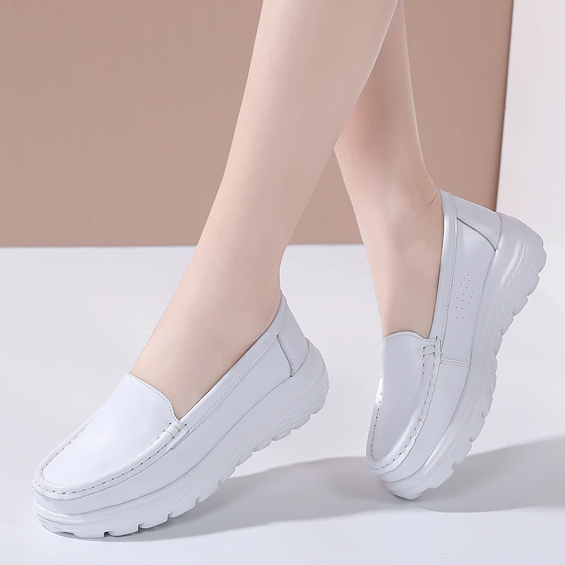 厚底软底女鞋真皮两色升级MD底护士鞋34时尚休闲鞋