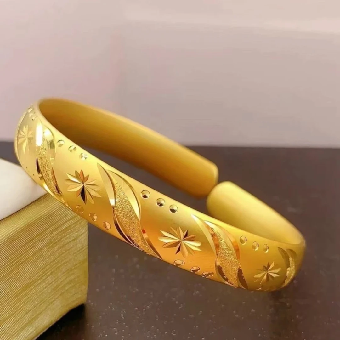 铜合金手镯 【星月开口手镯10N】地亚小众款金色铜合金手镯专柜同款