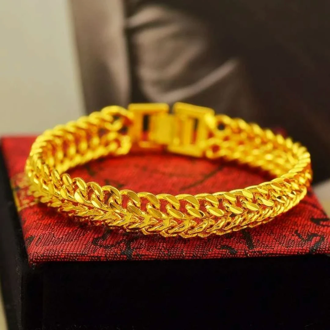 铜合金手链 【龙骨手链10N】气质地亚小众素款金色高定仿真饰品