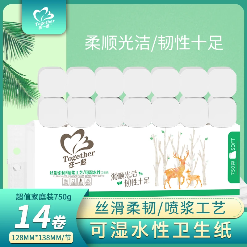 1提装750克14卷【工厂直发】中卷纸整提卫生纸无芯卷纸母婴用纸批发