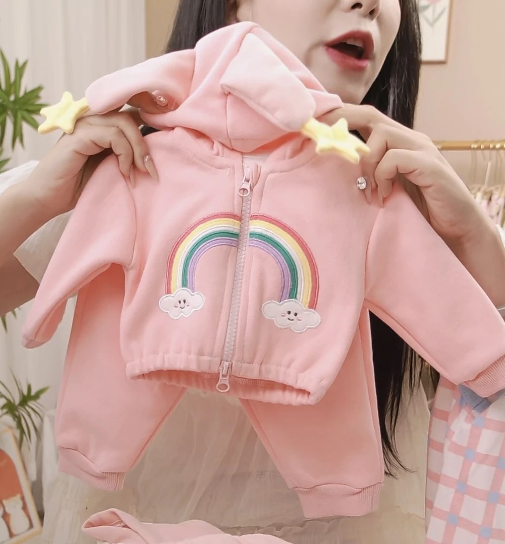 婴幼儿萌趣可爱彩虹云朵春秋套装外出服