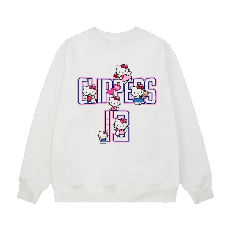 秋冬季卫衣哈喽kitty乔治卡通印花圆领宽松套头情侣时尚上衣外套
