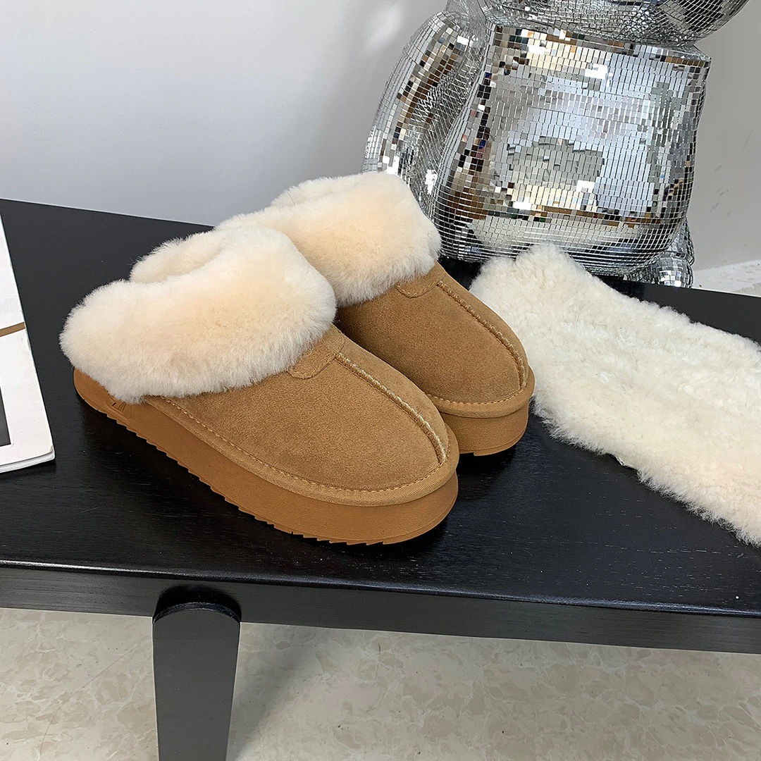 棉拖加厚雪地靴女冬季新款加绒厚底棉鞋保暖一脚蹬时尚雪地靴