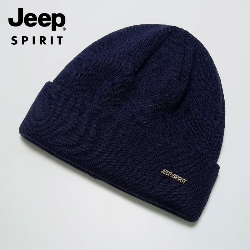 JEEP吉普帽子男毛线帽春夏新款保暖大头围护耳春帽男士针织帽春季
