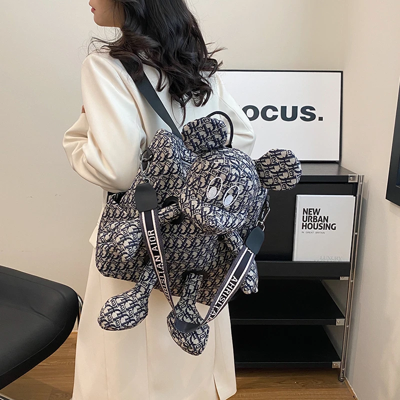 网红时尚休闲百搭小众潮流印花双肩包女洋气学生ins轻便双肩背包