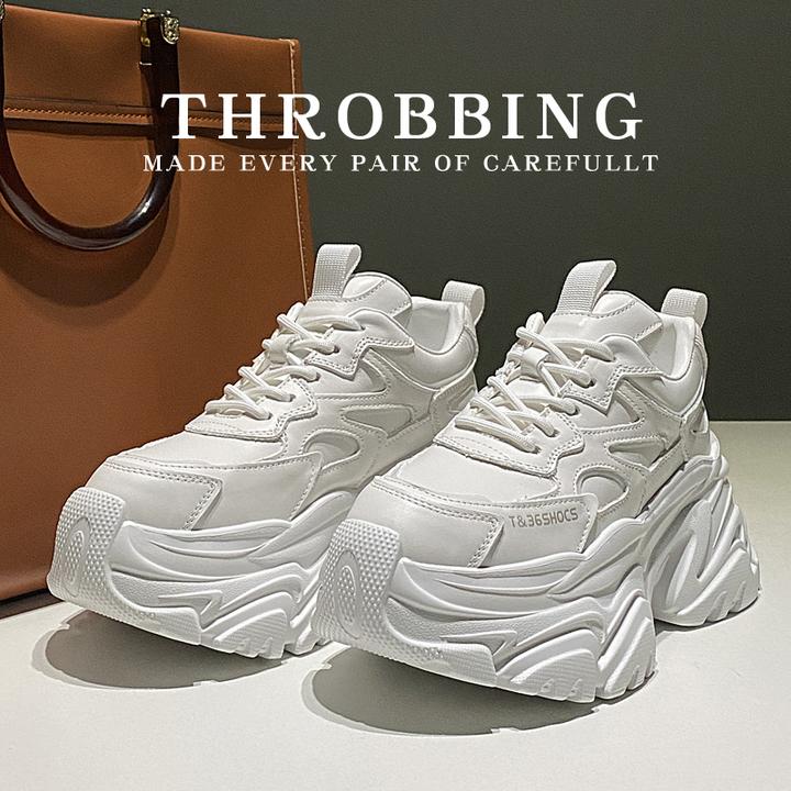 欧洲站女鞋2024春季新款欧货真皮松糕厚底增高老爹鞋休闲小白鞋潮