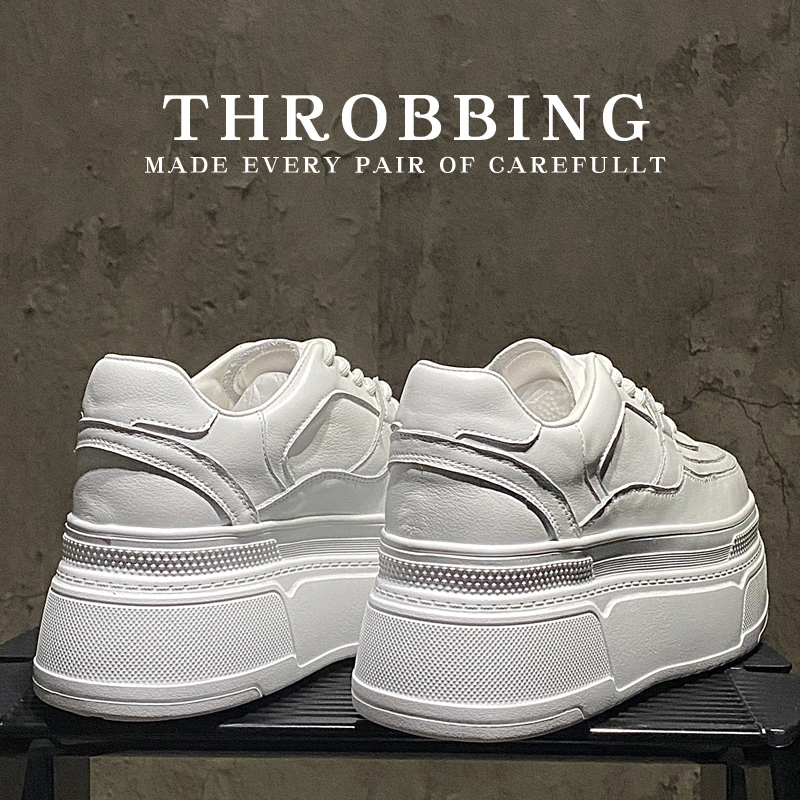 2024春新款超轻便厚底内增高女鞋小白鞋女小个子显瘦潮款松糕单鞋