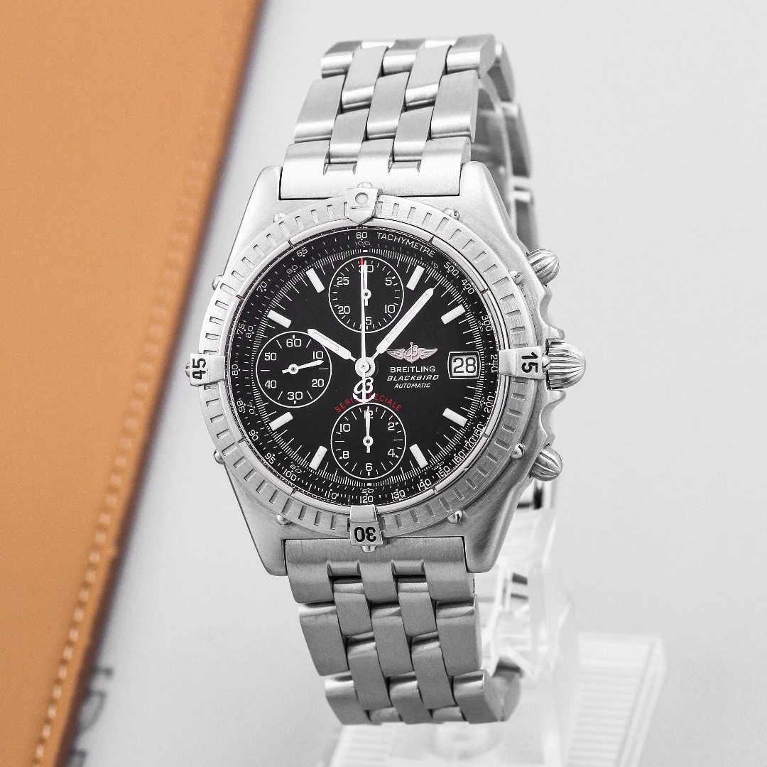 95新 BREITLING/百年灵 特别版黑鸟计时A13350自动机械男表38mm