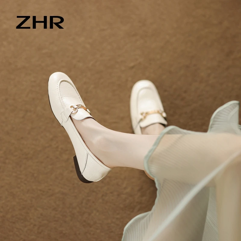 ZHR乐福鞋女英伦风小皮鞋平底单鞋女一脚蹬女鞋秋季软底防滑女鞋