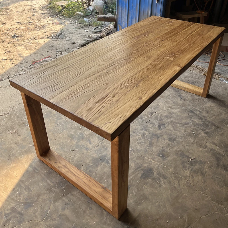 老榆木实木吧台桌简约书桌家用长条书画茶桌椅组合经济型原木桌子