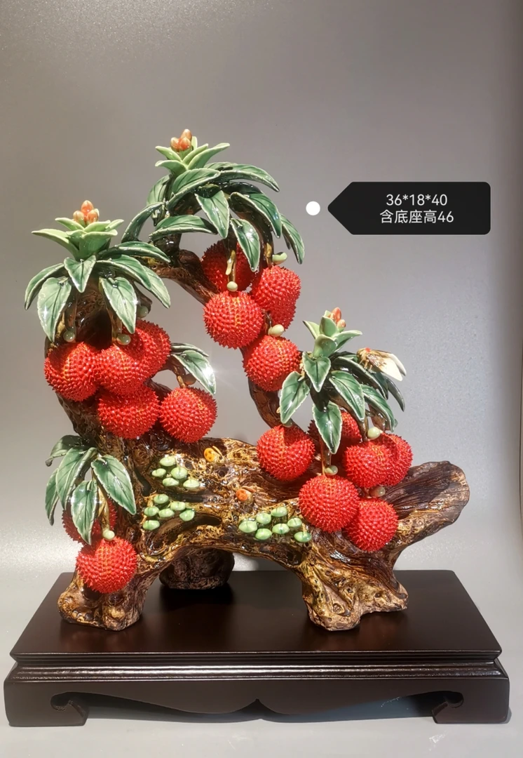 《一路长红》36*18*40手工高温陶瓷工艺品家居摆件玄关办公室