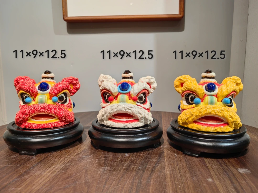 岭南醒狮狮头一套长 11 宽 11 高 13 手工高温陶瓷家居装饰工艺品