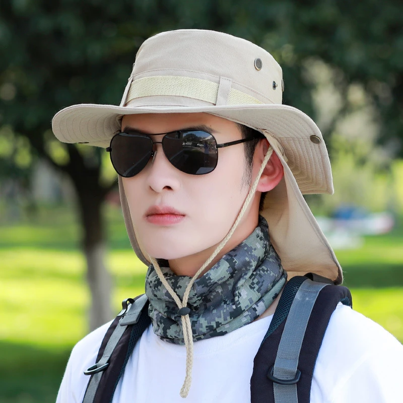 户外露营防晒渔西部牛仔帽女夏季日系夫帽大头围登山钓鱼遮阳帽男