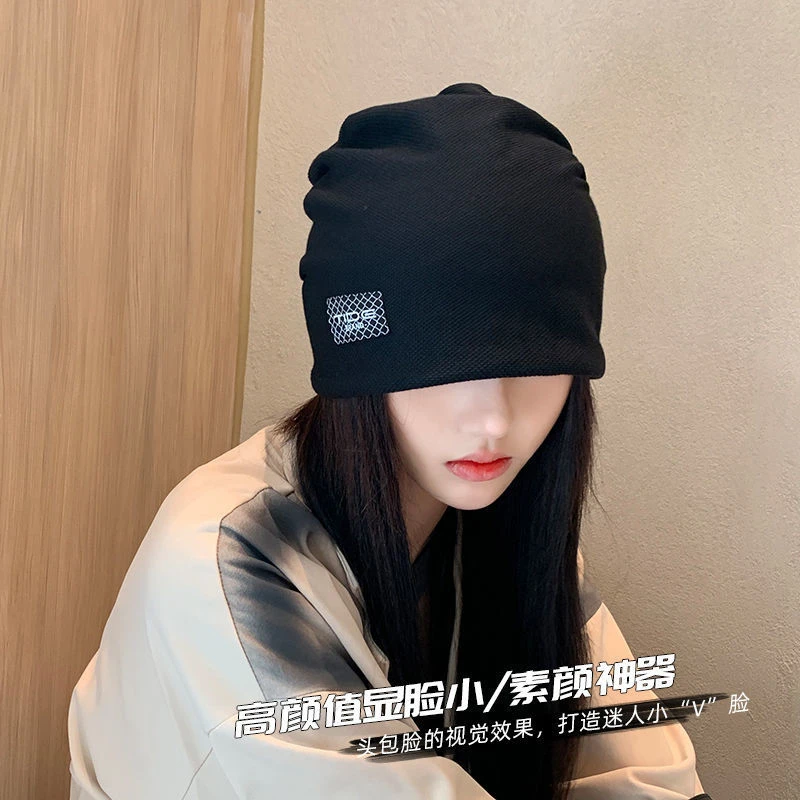 网红同款显脸小韩版月子帽冷帽女堆堆帽子夏季薄款毛线包头空调帽