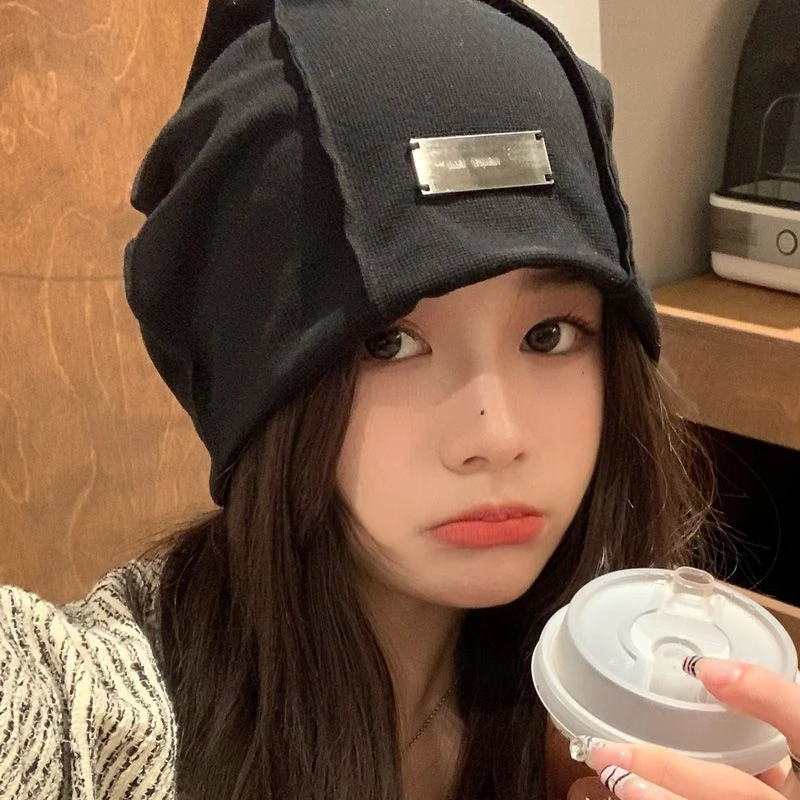 铁标堆堆帽小头围帽子女学生冷帽美式欧美风头巾辣妹欧美风大头围