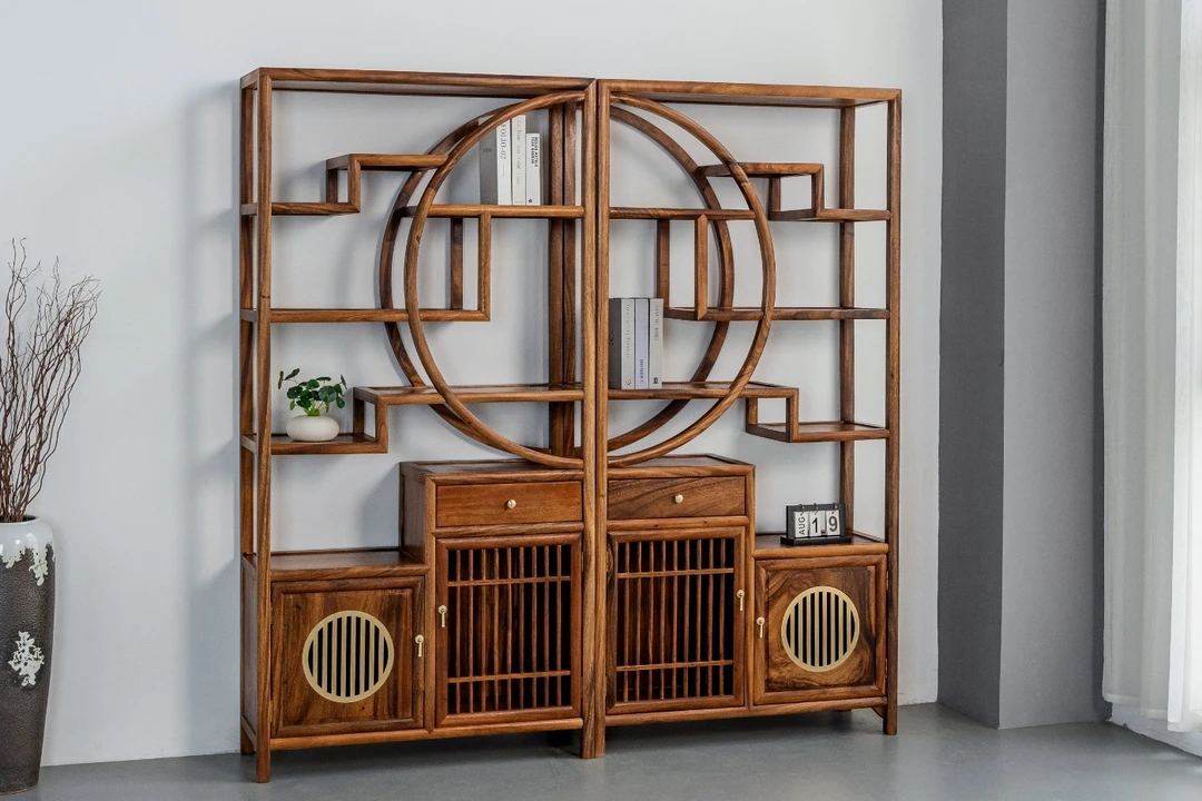 南美胡桃木铜款浩然博古架2件套98-36-198不包邮置物架实木