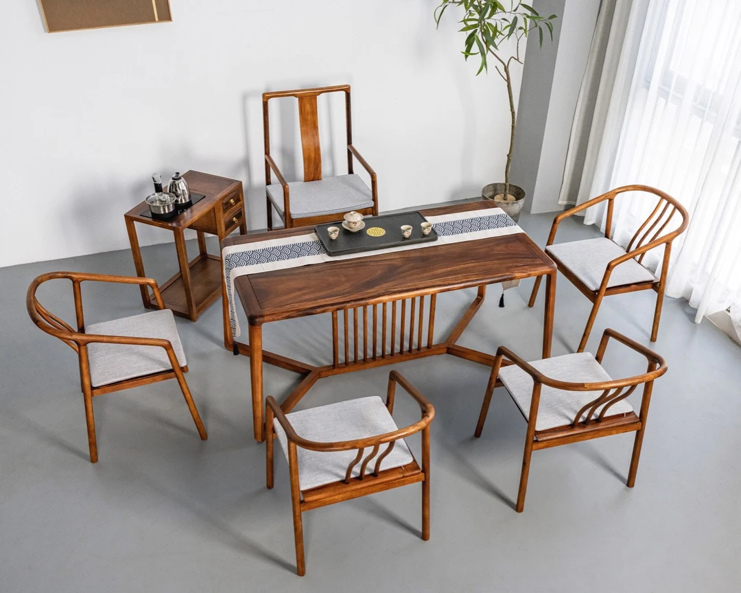 南美胡桃木富贵茶桌不包邮不含坐垫茶桌椅胡桃木茶桌家用