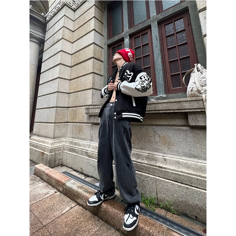 【福利款！】灰色休闲裤子男女春秋季2023新款设计感直筒阔腿宽松裤