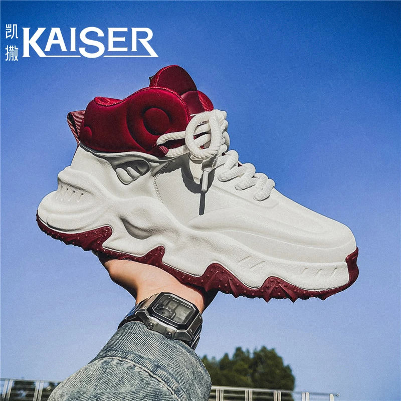 KAISER/凯撒·男鞋小众设计款老爹鞋男士厚底增高皮面运动休闲潮鞋