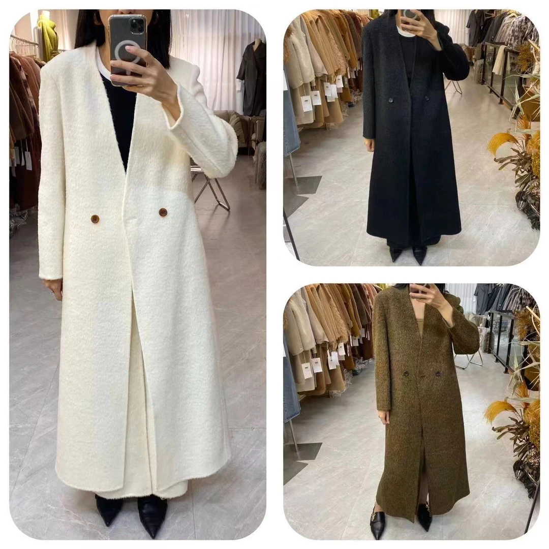 6388 原身立领气质时尚长款双面呢大衣