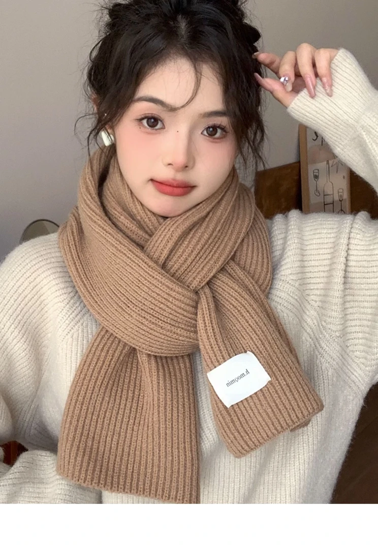 超美的ins韩系纯色围巾毛线情侣显白围脖新款美少女加厚保暖围脖