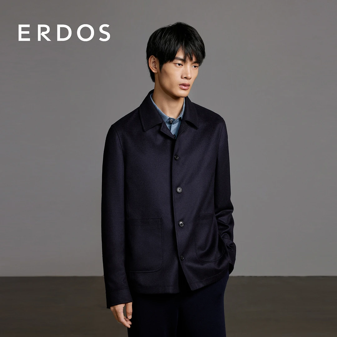 ERDOS 丝绒翻领外套春季新品夹克商务光泽感上衣