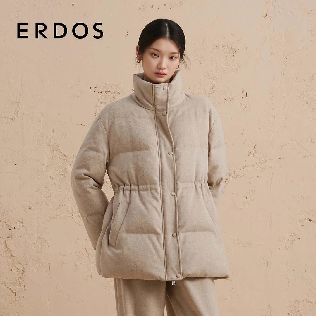 ERDOS 无染色山羊绒收腰可调节抽绳羽绒服【DEAR CASHMERE】新品