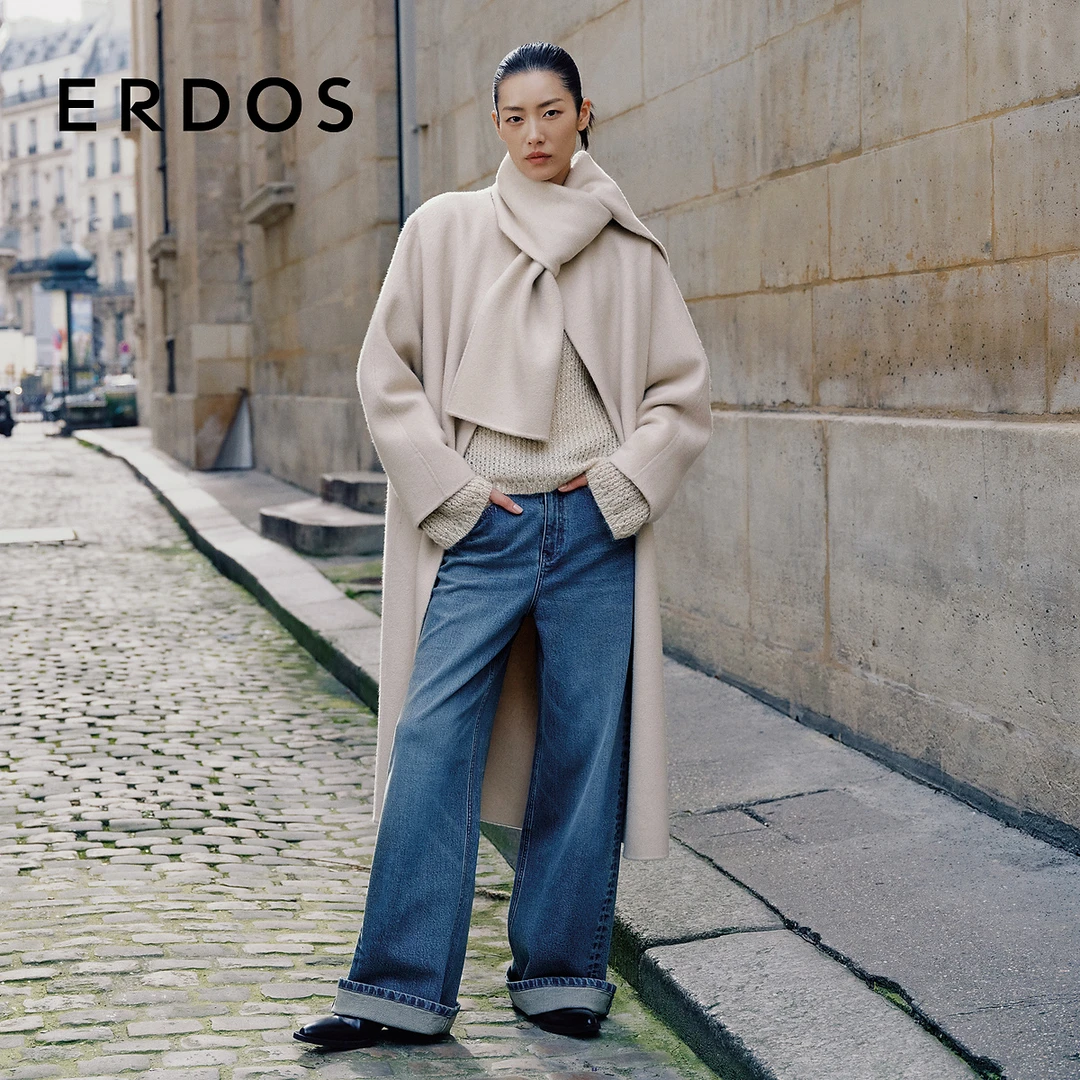 ERDOS 【刘雯同款】云朵棉弹力直筒牛仔裤经典牛仔蓝水洗【巴黎女孩】