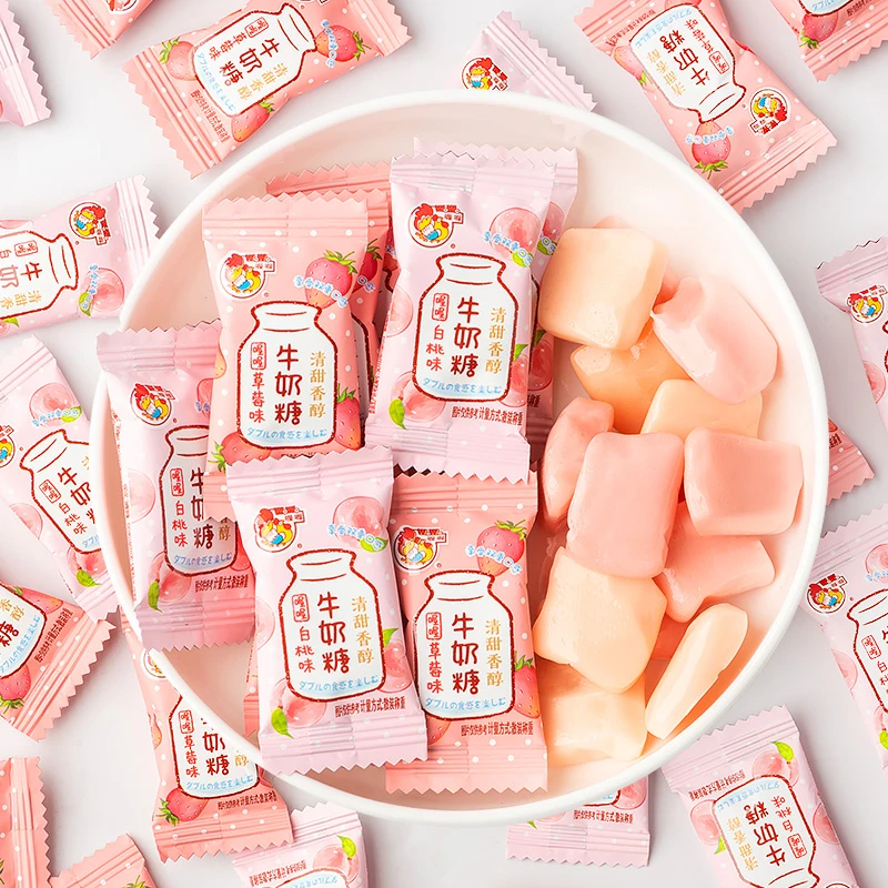 WoWo/喔喔清甜香醇草莓白桃牛奶糖结婚喜糖散装年货情人节糖果