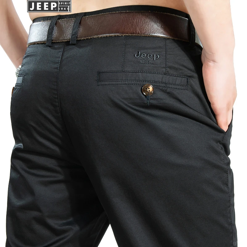 JEEPSPIRITJEEP吉普男士休闲裤宽松直筒中腰纯色百搭裤子棉质长裤
