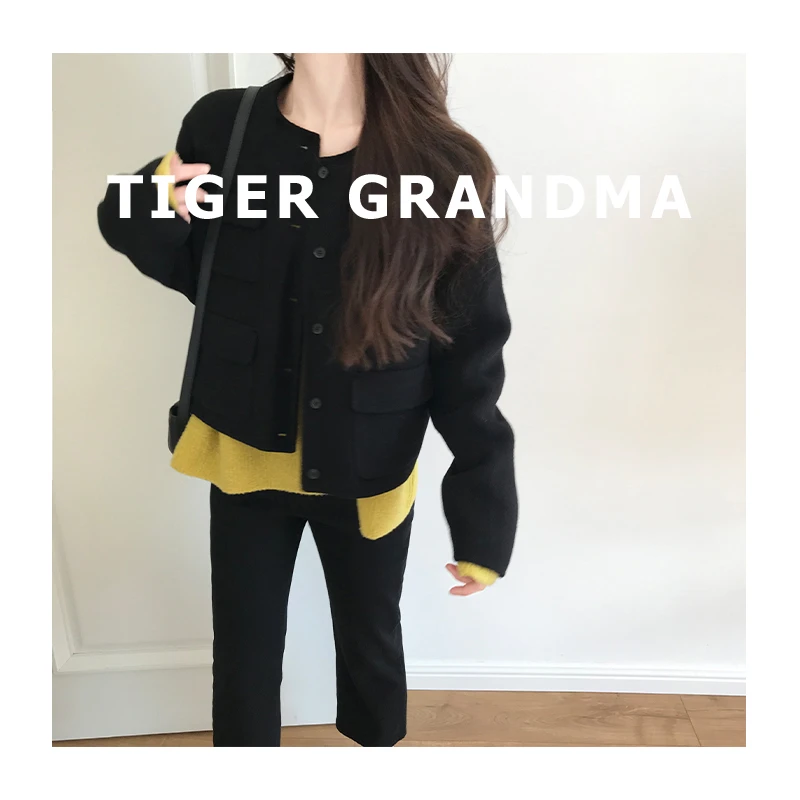 大奇TG 2410 100羊毛双面呢圆领短款羊毛外套