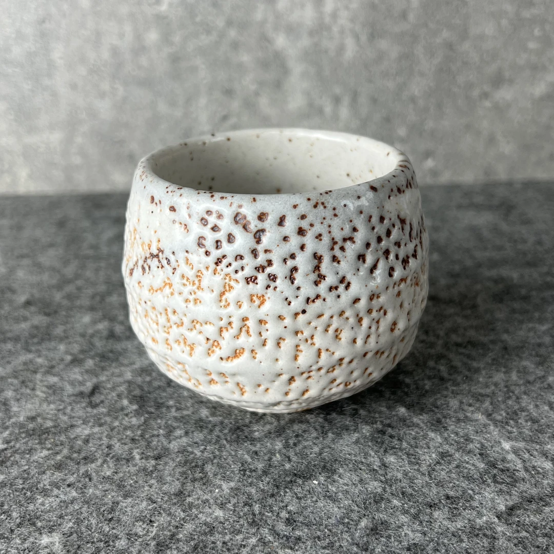 日本进口正品志野烧名家水野守山作雪志野珍品茶杯