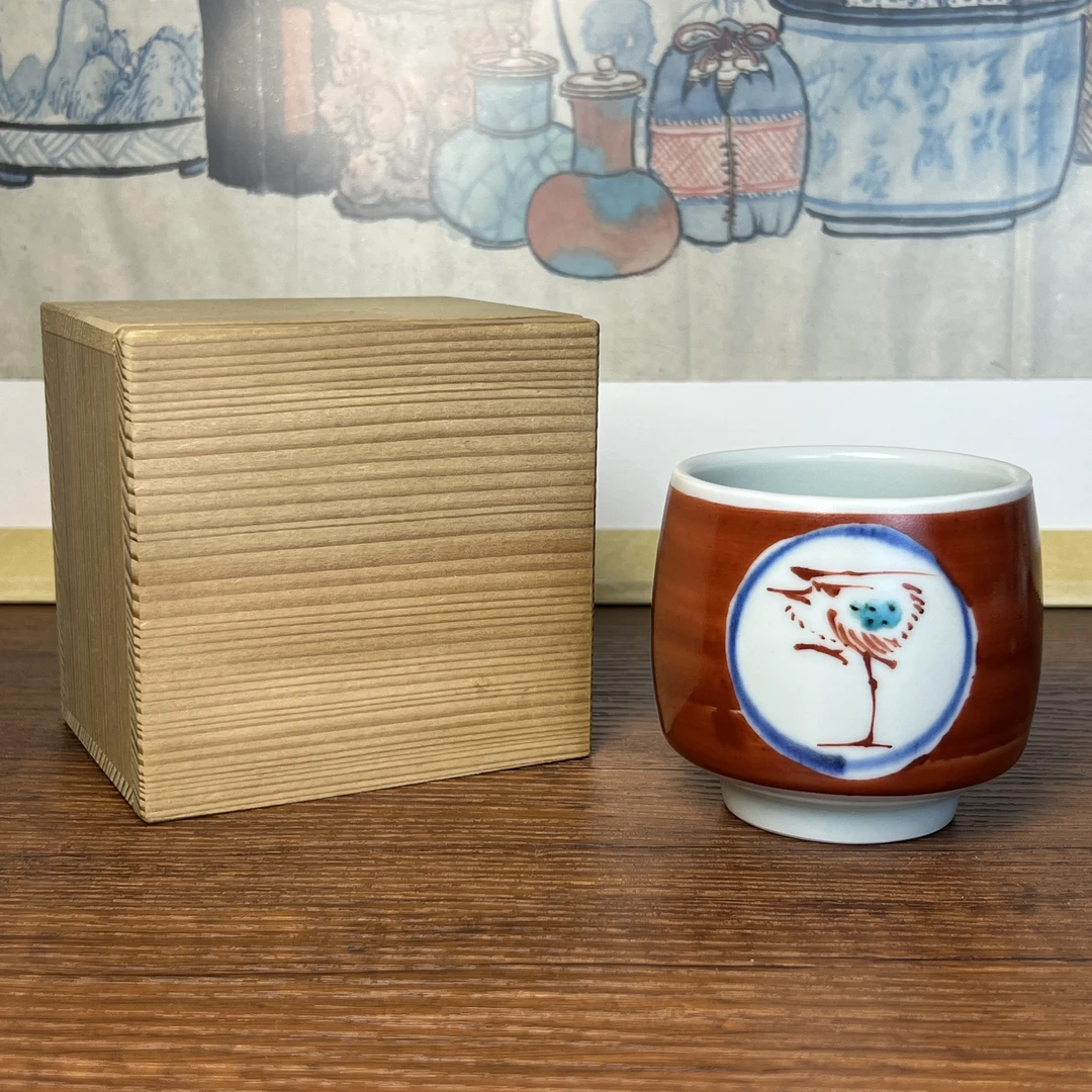 日本进口正品泷田项一作手绘鹭纹汤吞茶杯主人杯