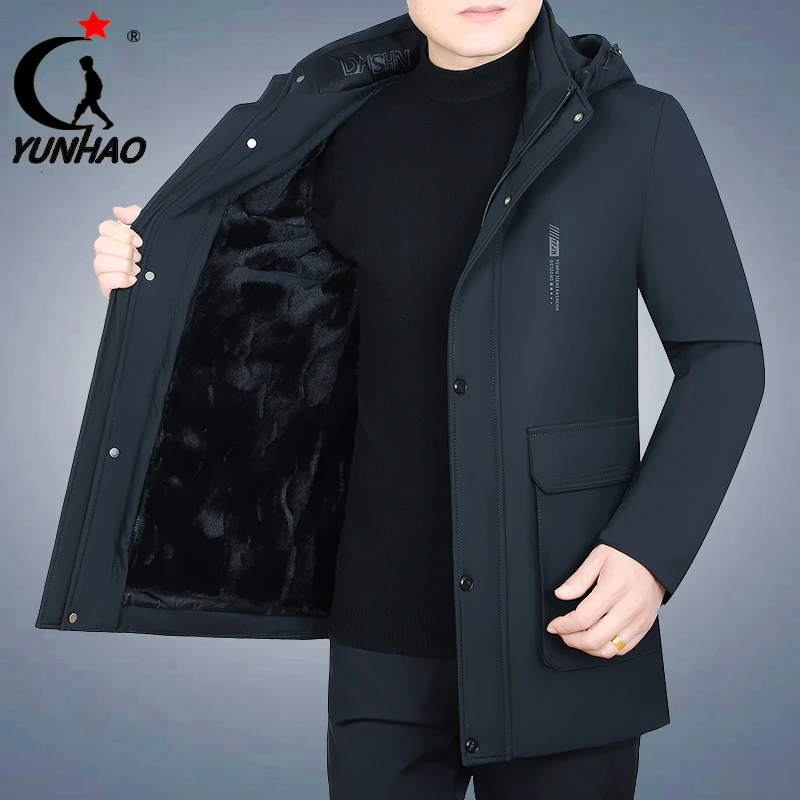 2022冬季棉衣男士中长款外套中年新款可托内胆休闲连帽加厚棉袄男