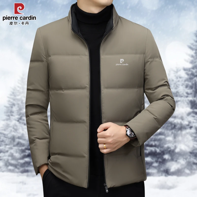 皮尔卡丹秋冬季新款男士羽绒服外套休闲立领短款轻薄鸭绒保暖上衣