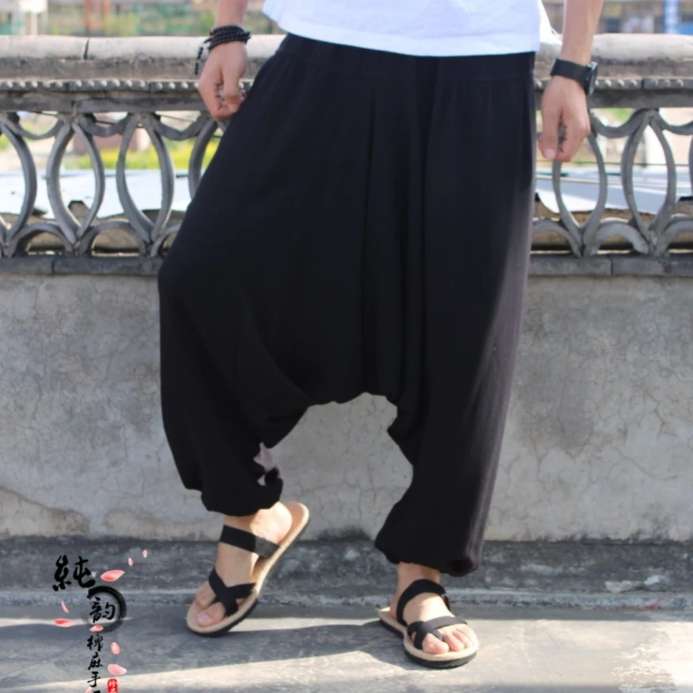 民族风大理文艺吊裆裤 尼泊尔纯色绵绸大裆裤 男女哈伦灯笼裤夏季