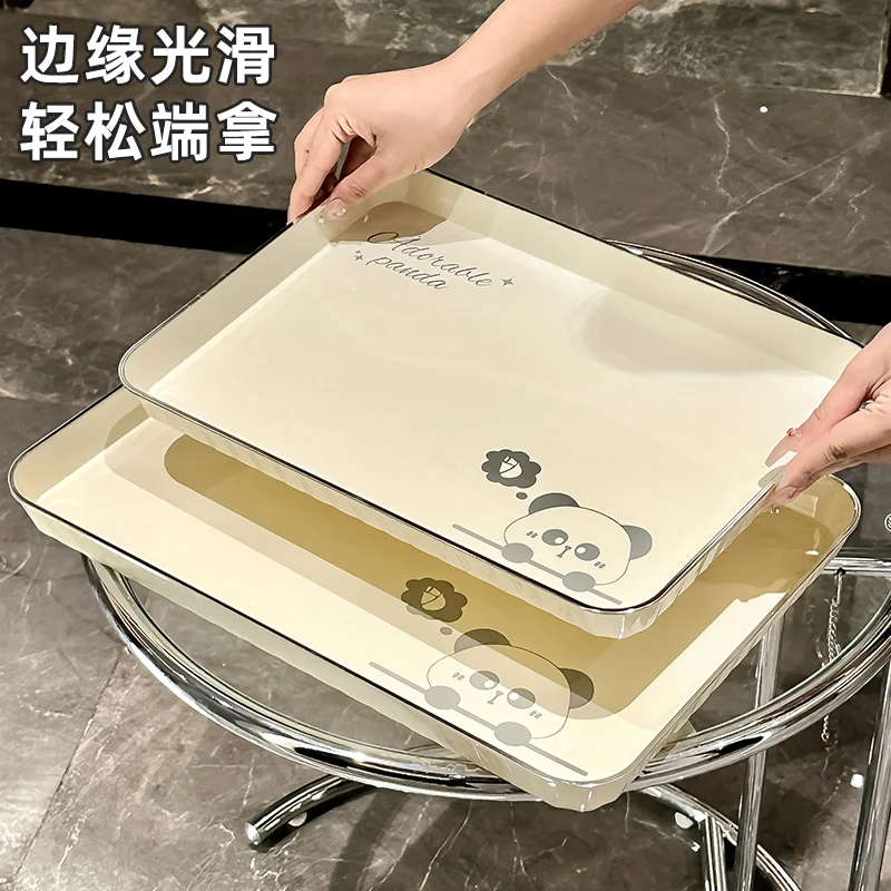 轻奢茶盘家用客厅茶几托盘放茶杯水杯收纳盘长方形水果盘2024新款