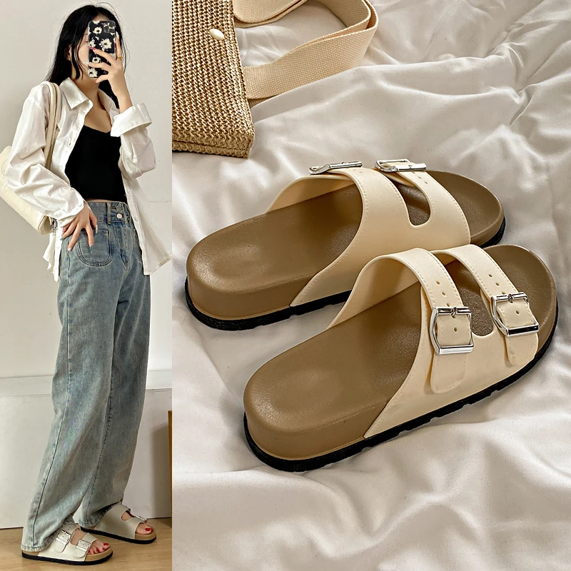 时尚百搭勃肯鞋厚底拖鞋女外穿时尚一字拖休闲防滑女凉拖鞋夏季