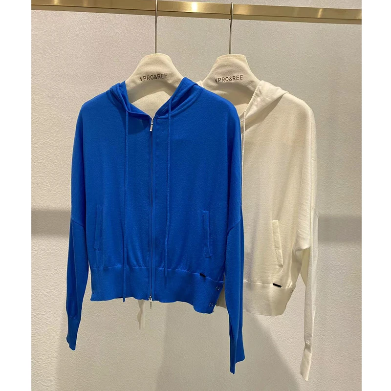 拉链连帽口袋毛衣8043