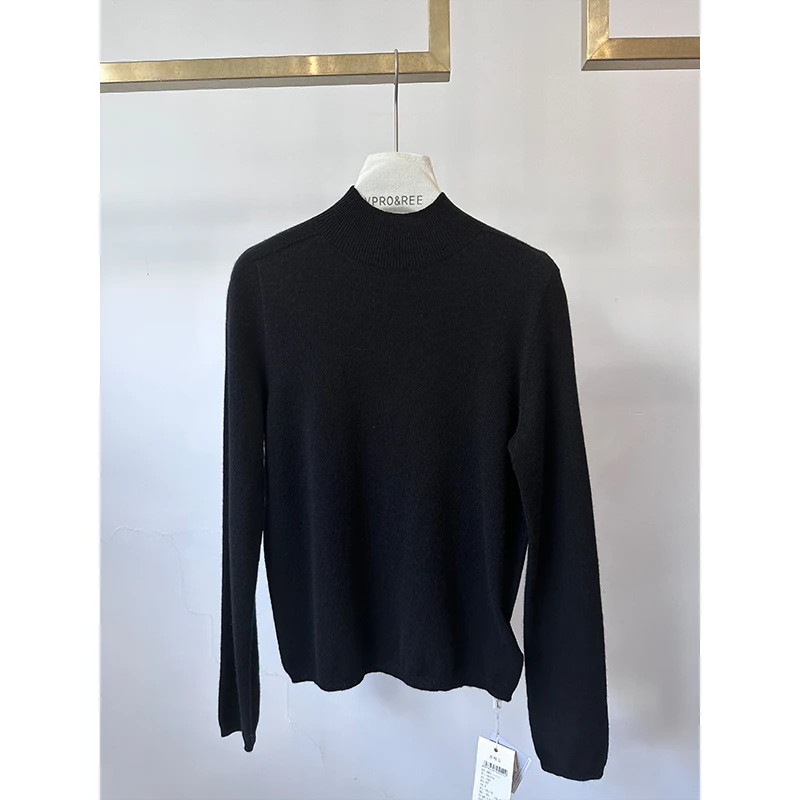 半高领五色套头落肩羊绒衫3275