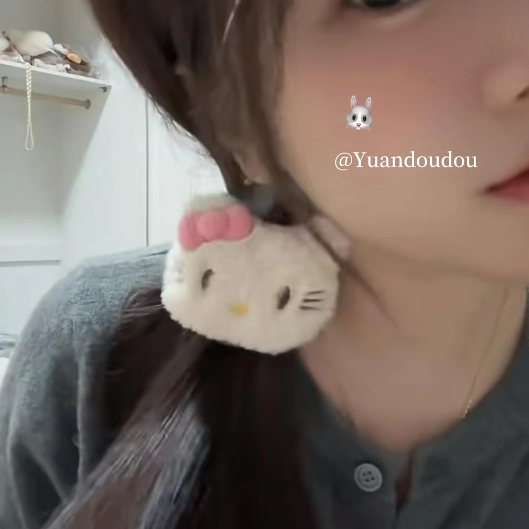 秋冬可爱甜美卡通kitty原创头绳电话线发圈复古卡哇伊发夹发饰