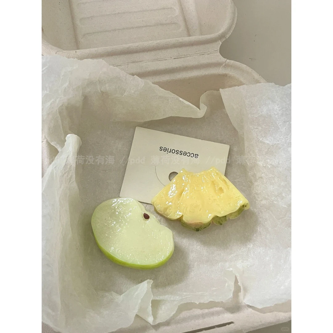 爆汁菠萝片发夹青苹果片发夹可爱趣味发饰侧边夹搞怪发卡鸭嘴夹