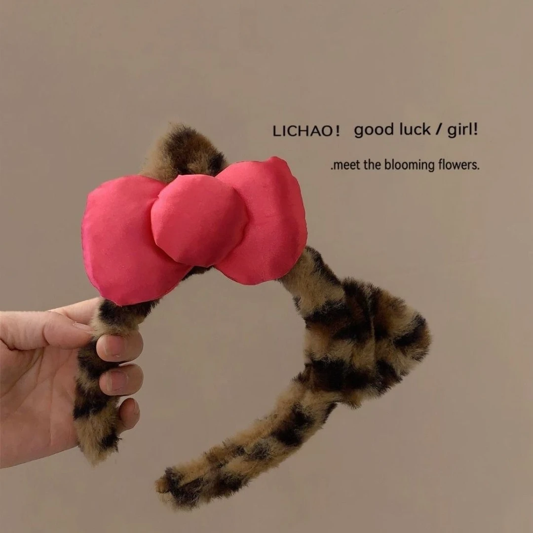 蝴蝶结猫耳朵毛绒发箍女洗脸压发头箍可爱发卡2023年新款发捆头饰