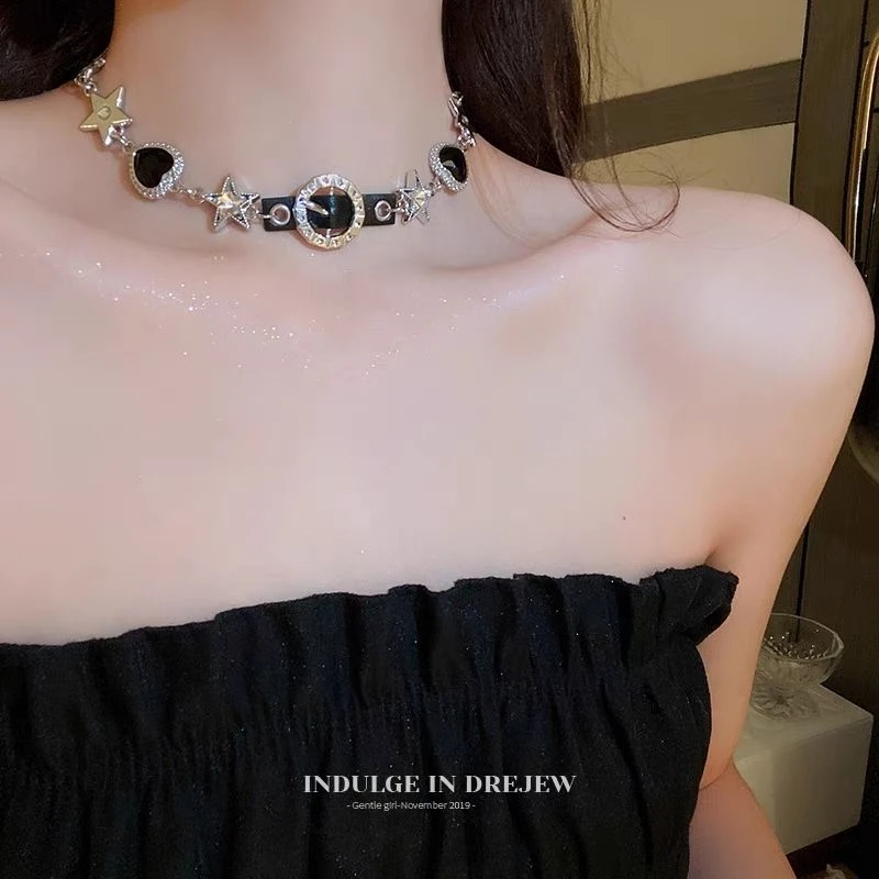 项链女轻奢小众项圈甜酷辣妹美式复古锁骨链y2k脖颈链夸张配饰潮